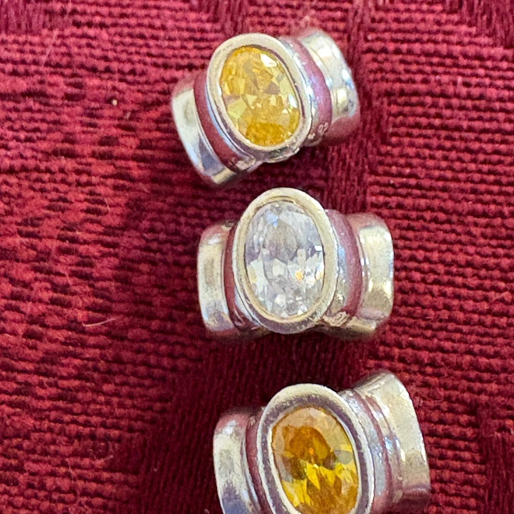 PANDORA BUNDLE OF 3 Stone OVAL LIGHTS BEADS - gold, clear & champagne-RETIRED - Picture 3 of 8